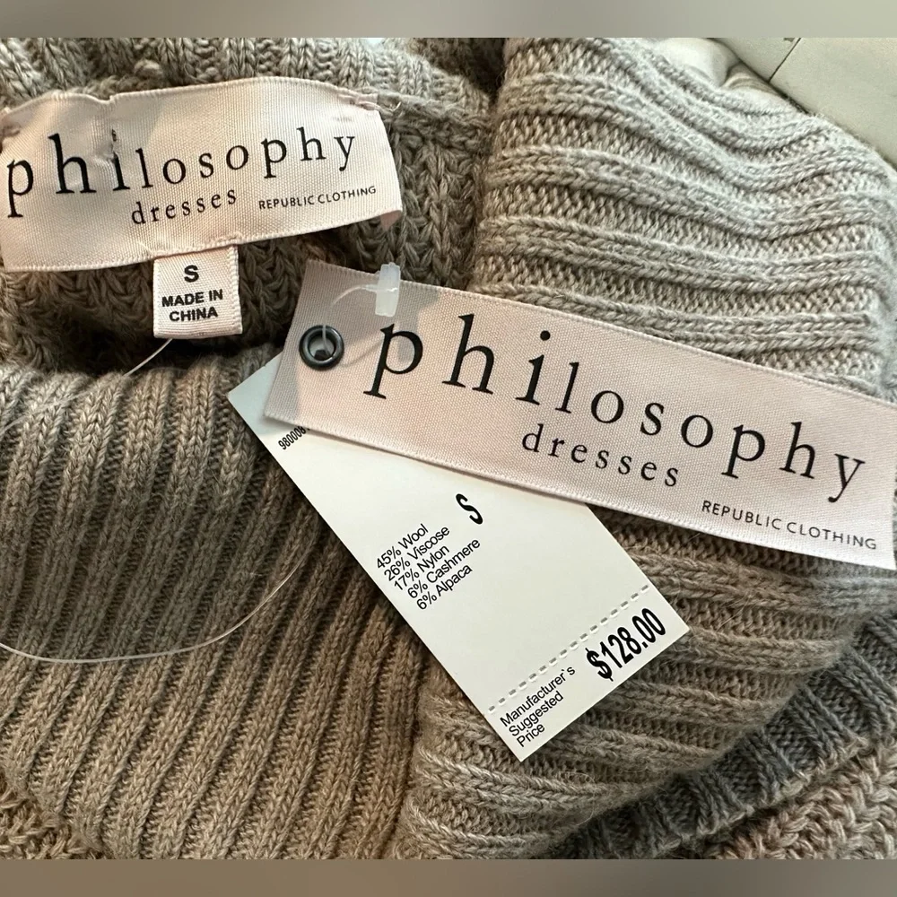 NWT. Philosophy Turtleneck Cowl Neck Dress.